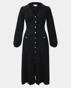 Lara Collar Midi Knit Dress