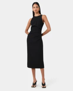 Leah Side Ruched Midi Dress
