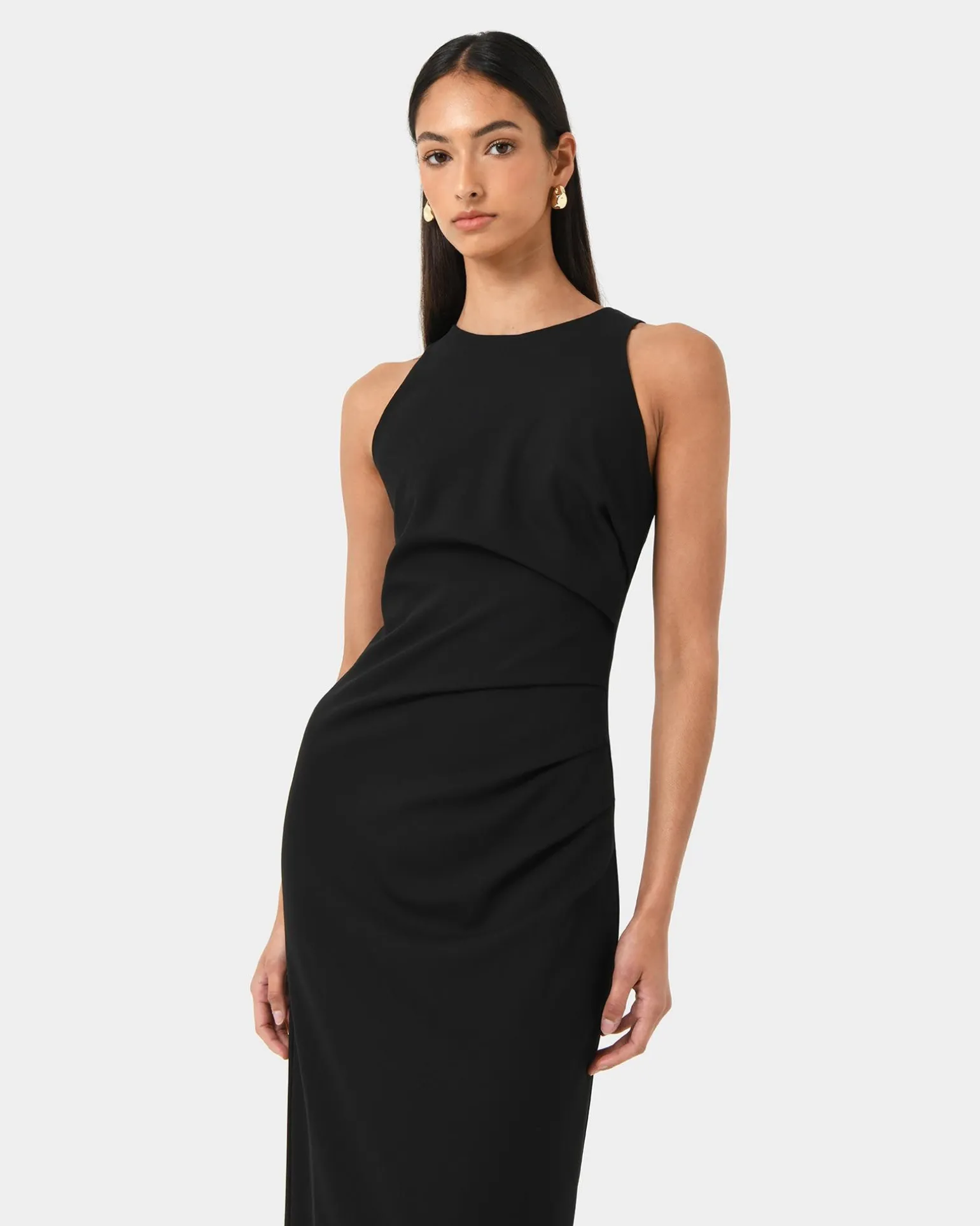Leah Side Ruched Midi Dress