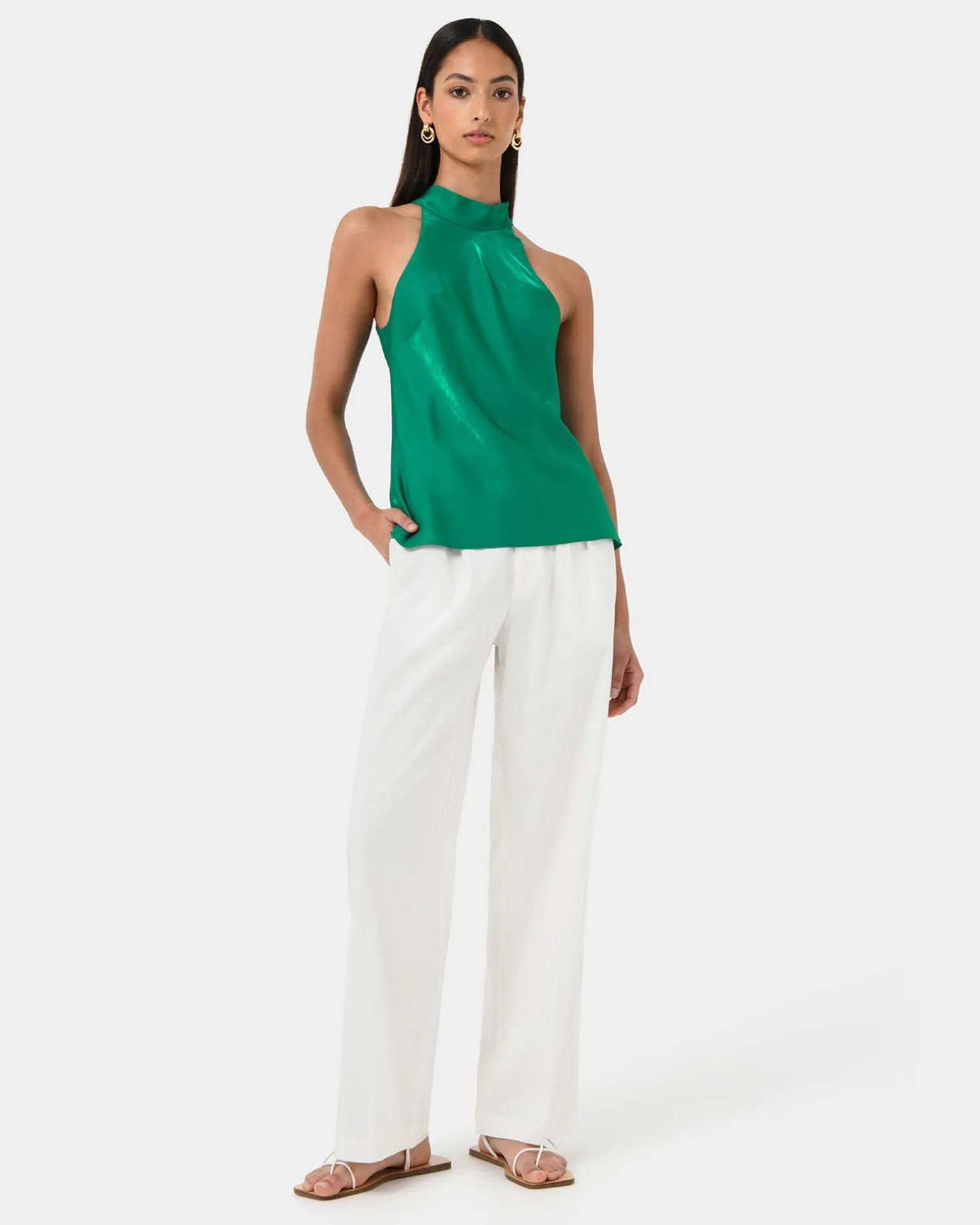 Leana Satin Bias Tie Top