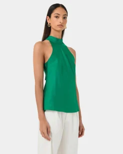 Leana Satin Bias Tie Top