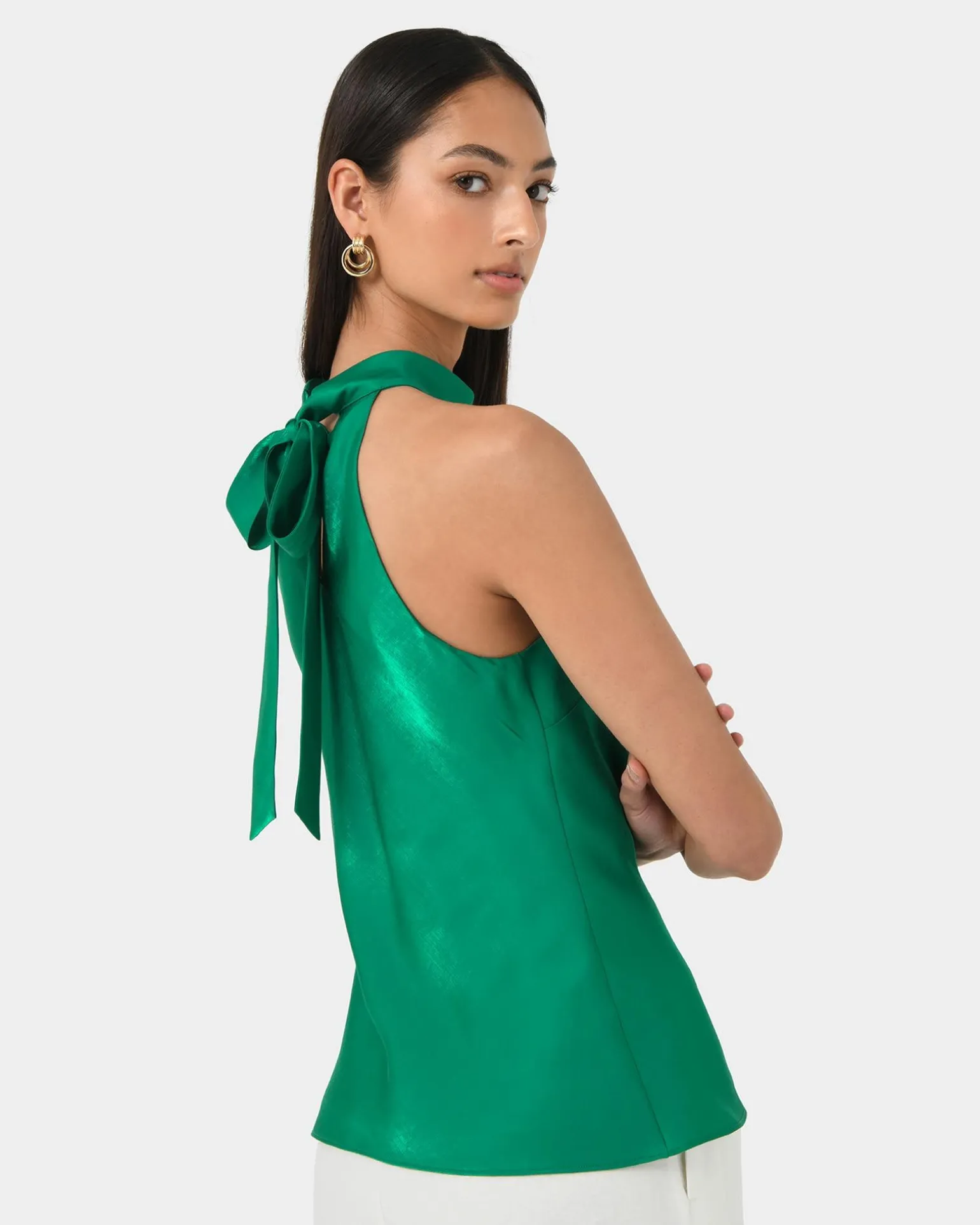 Leana Satin Bias Tie Top