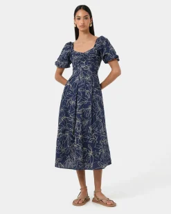 Leen Puff Sleeve Midi Dress