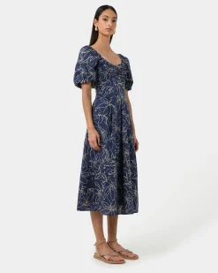 Leen Puff Sleeve Midi Dress