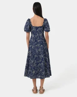 Leen Puff Sleeve Midi Dress