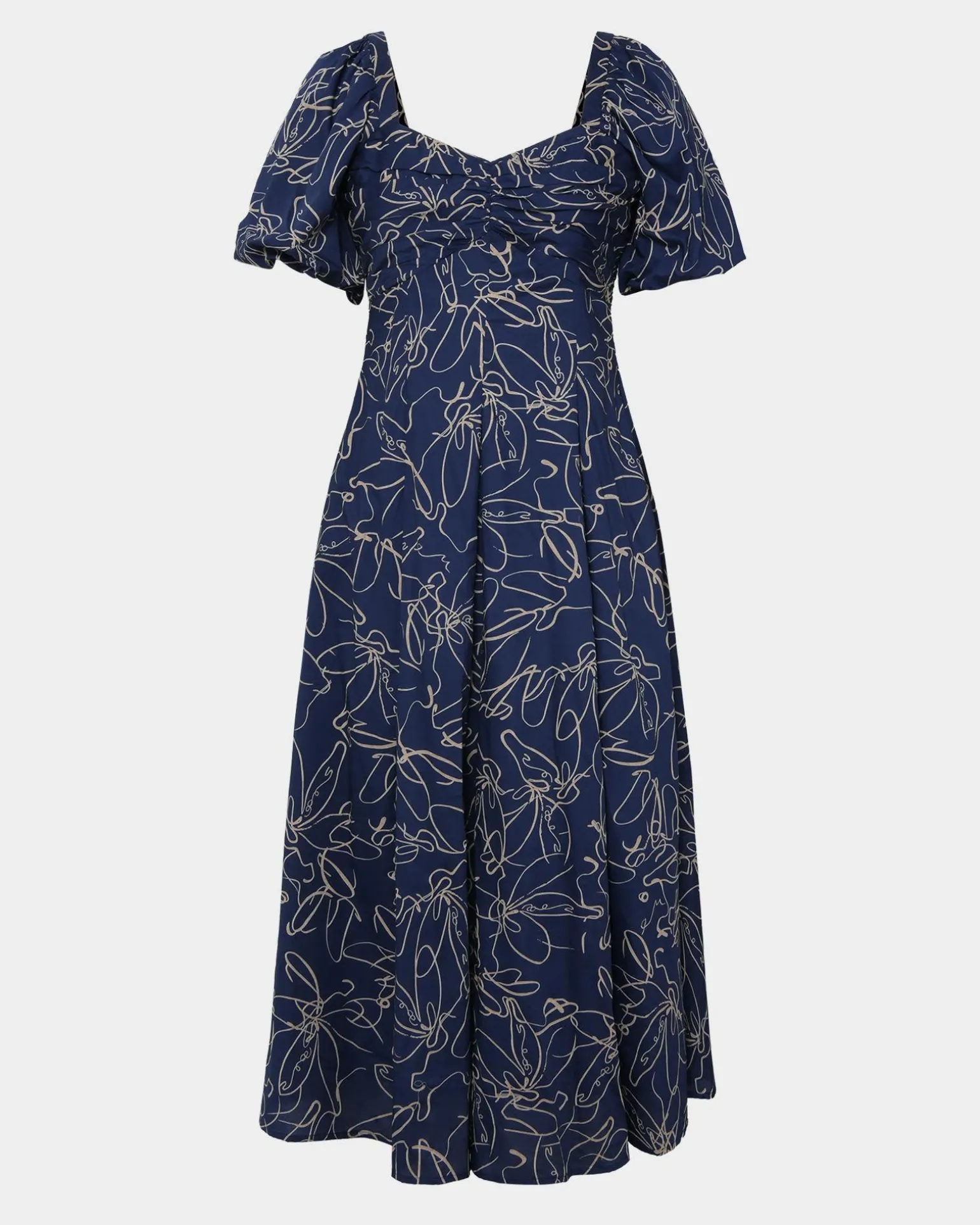 Leen Puff Sleeve Midi Dress