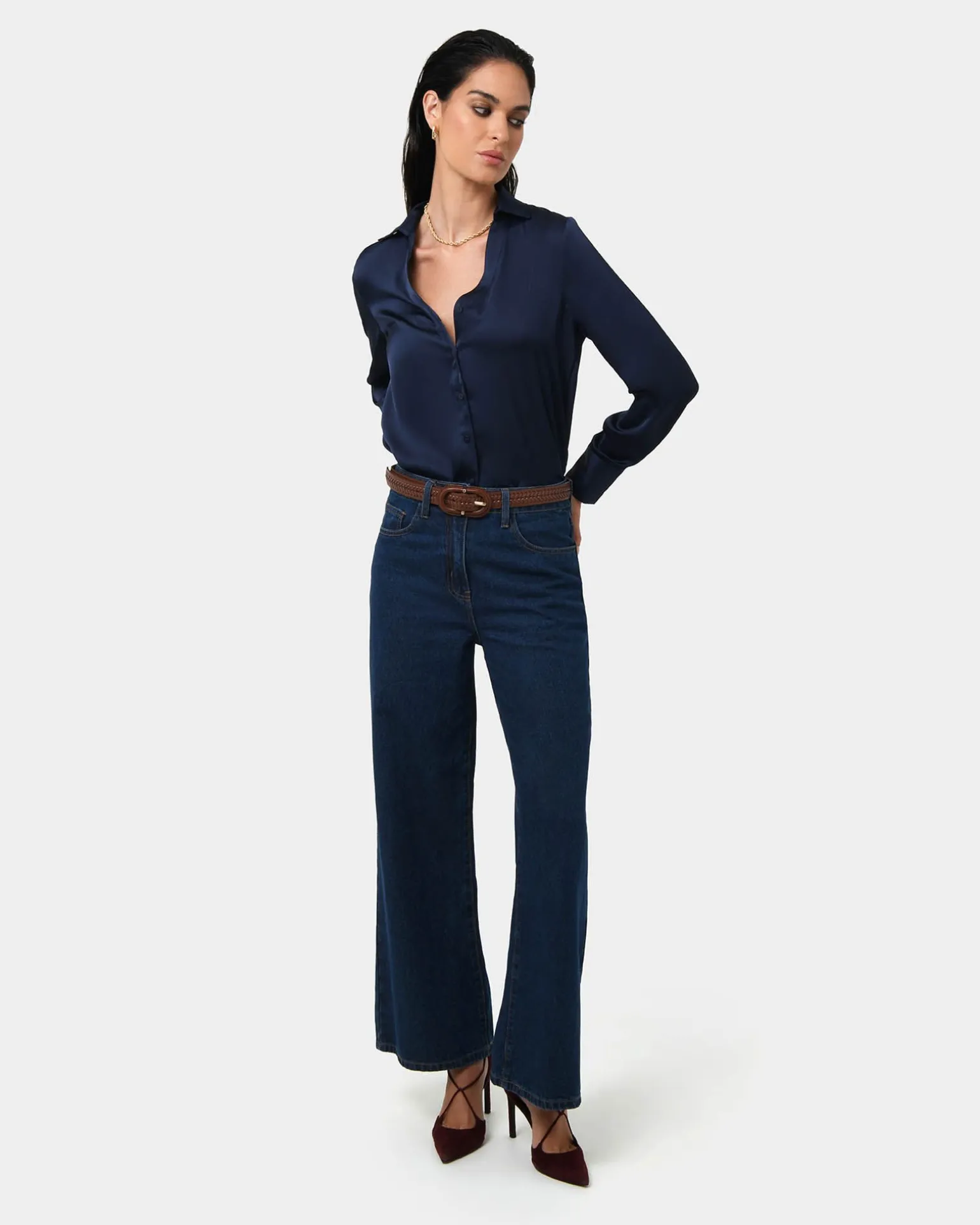 Lila V-neck Satin Blouse