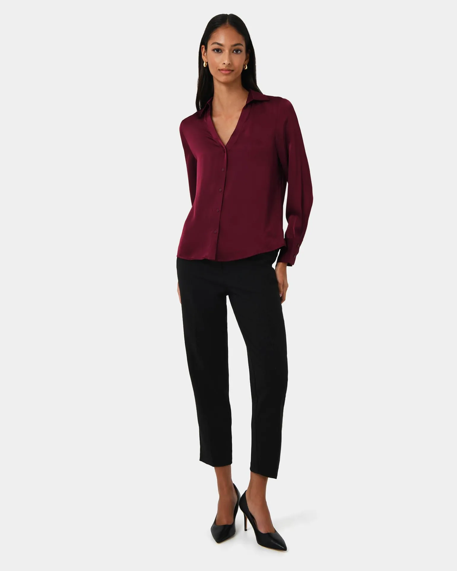 Lila V-neck Satin Blouse