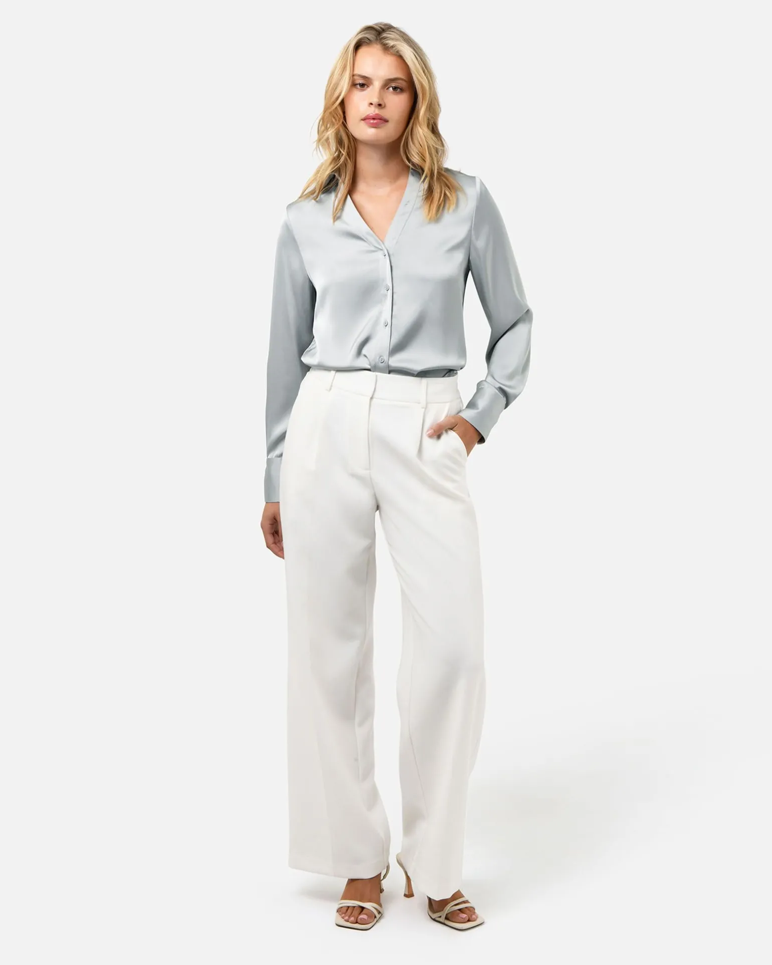 Lila V-neck Satin Blouse