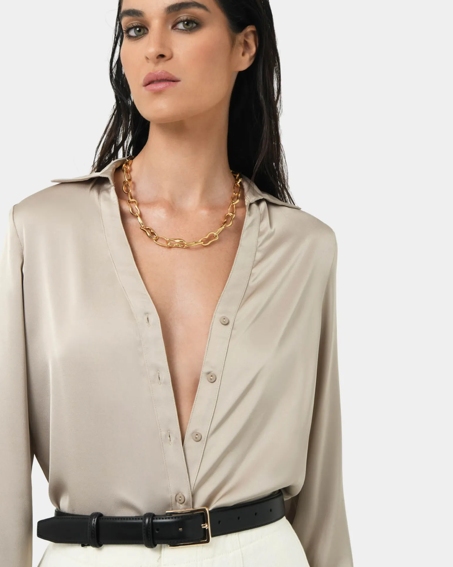 Lila V-neck Satin Blouse