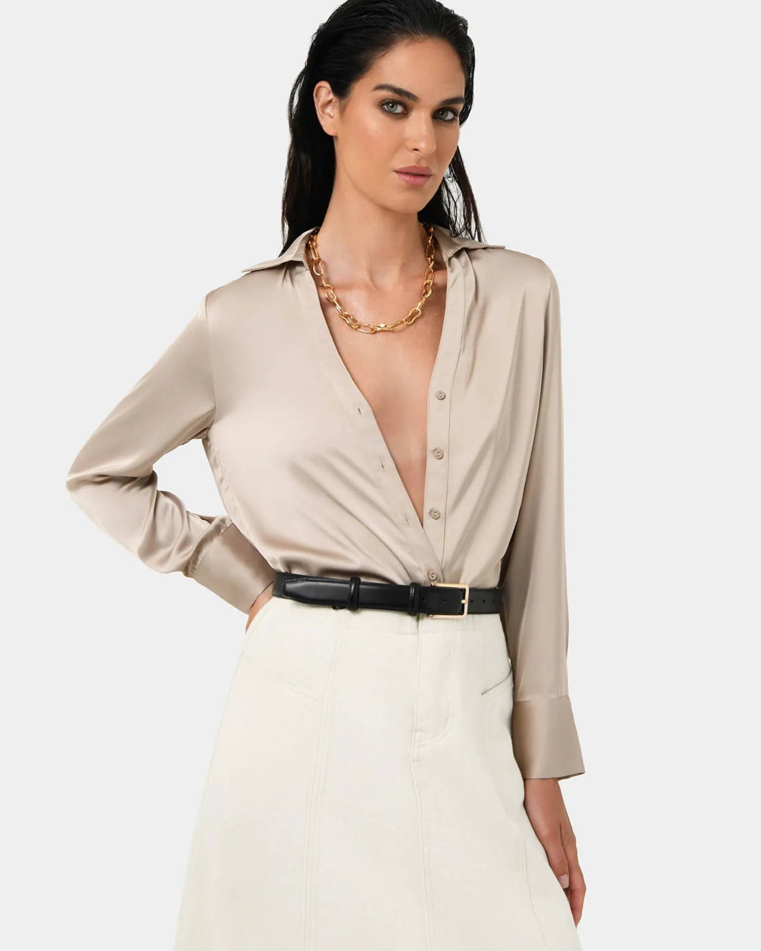 Lila V-neck Satin Blouse