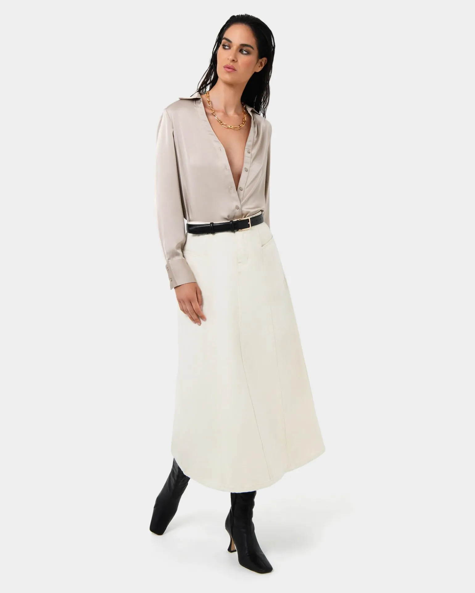 Lila V-neck Satin Blouse