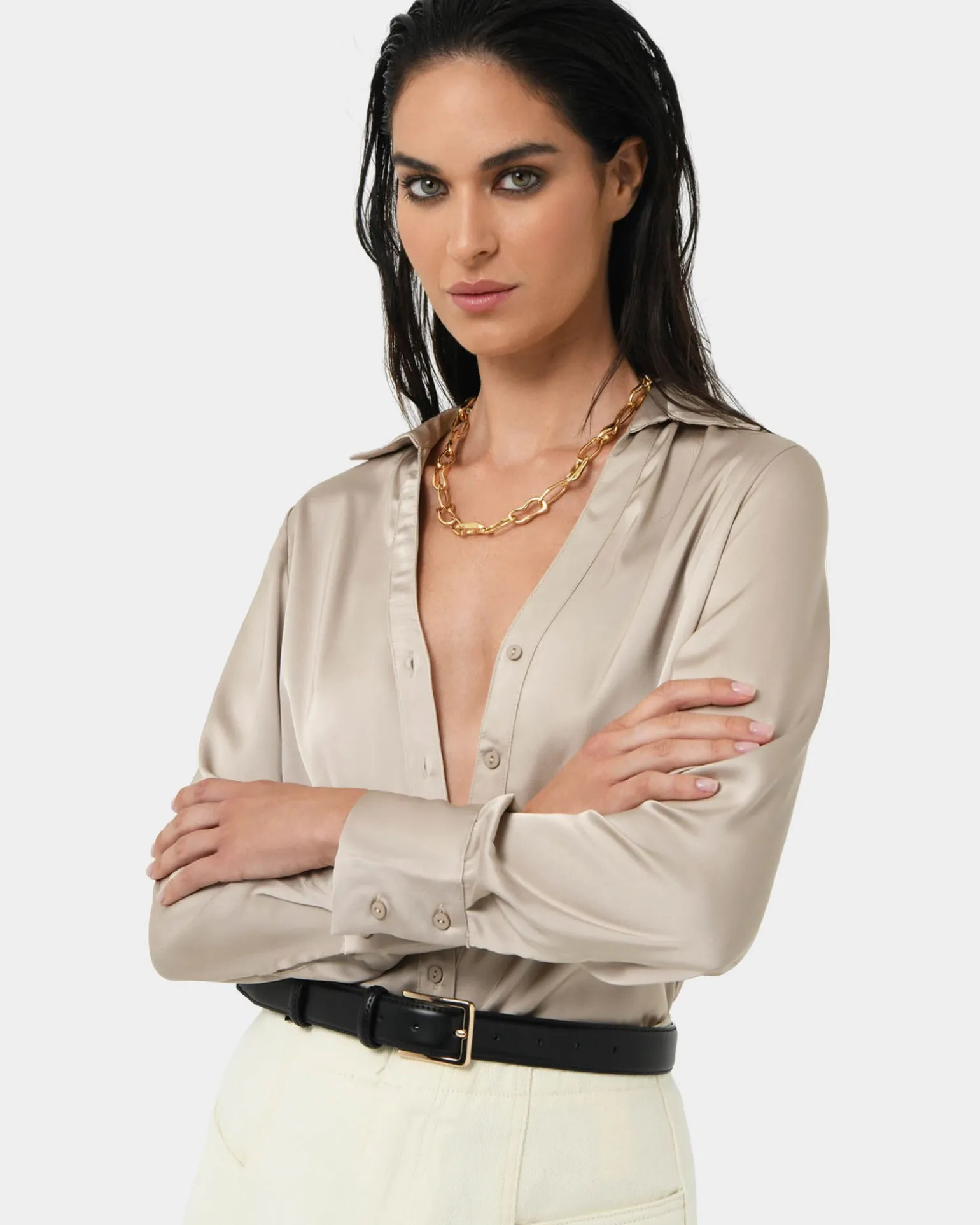 Lila V-neck Satin Blouse