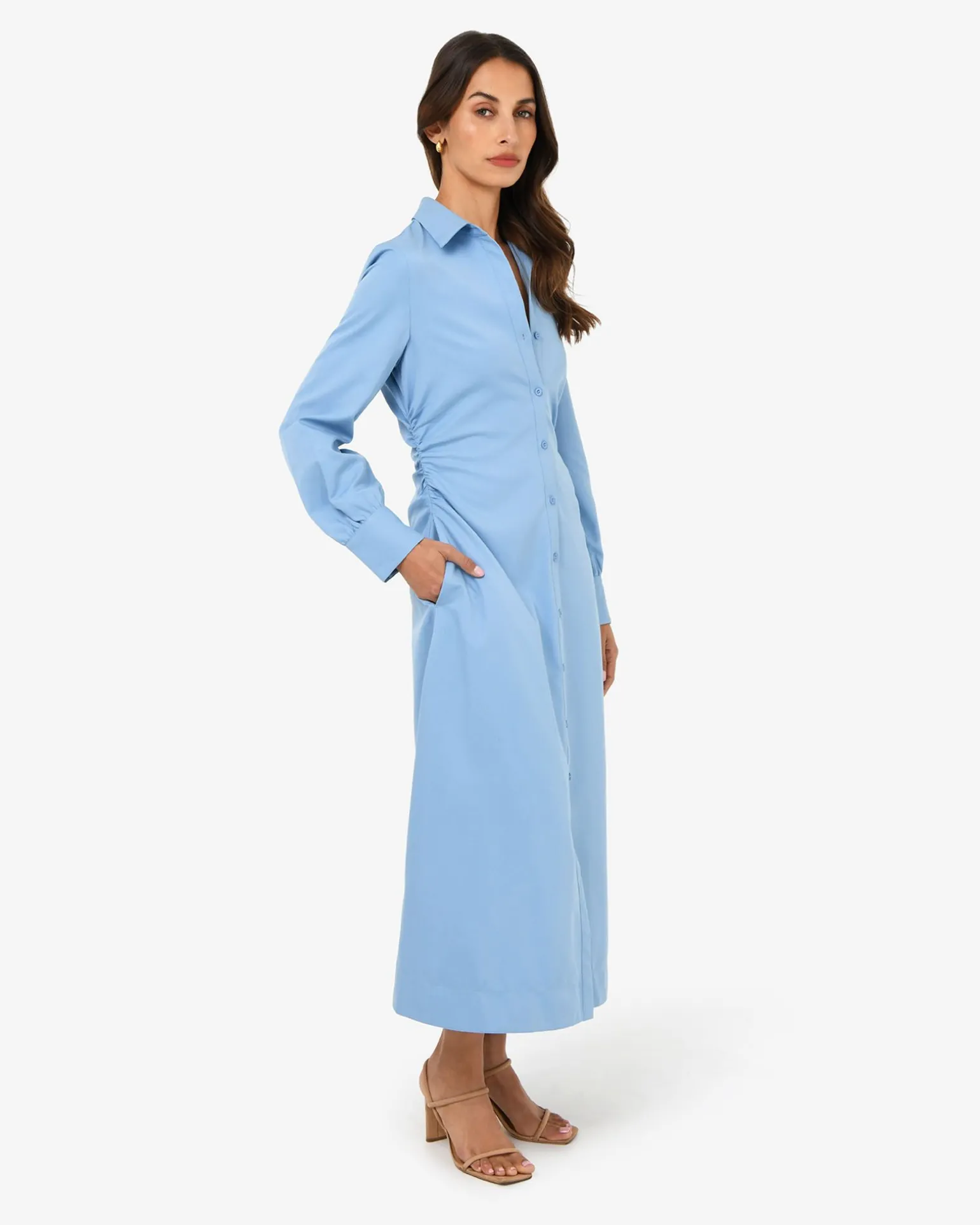 Lune Ruched Shirt Dress