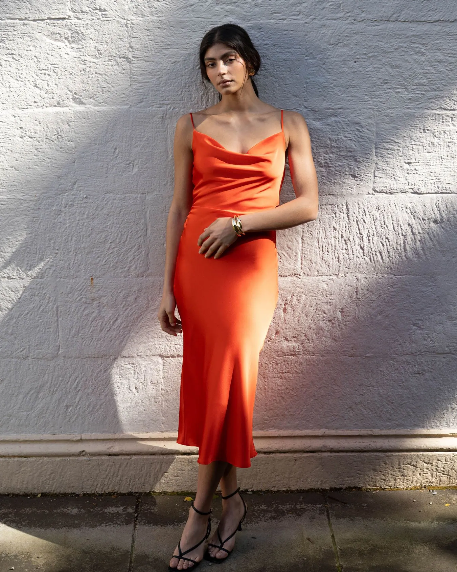Mae Side Ruched Satin Dress