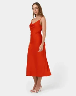 Mae Side Ruched Satin Dress