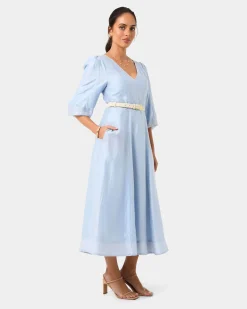 Marlie Puff Sleeve Midi Dress