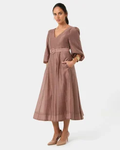 Marlie Puff Sleeve Midi Dress
