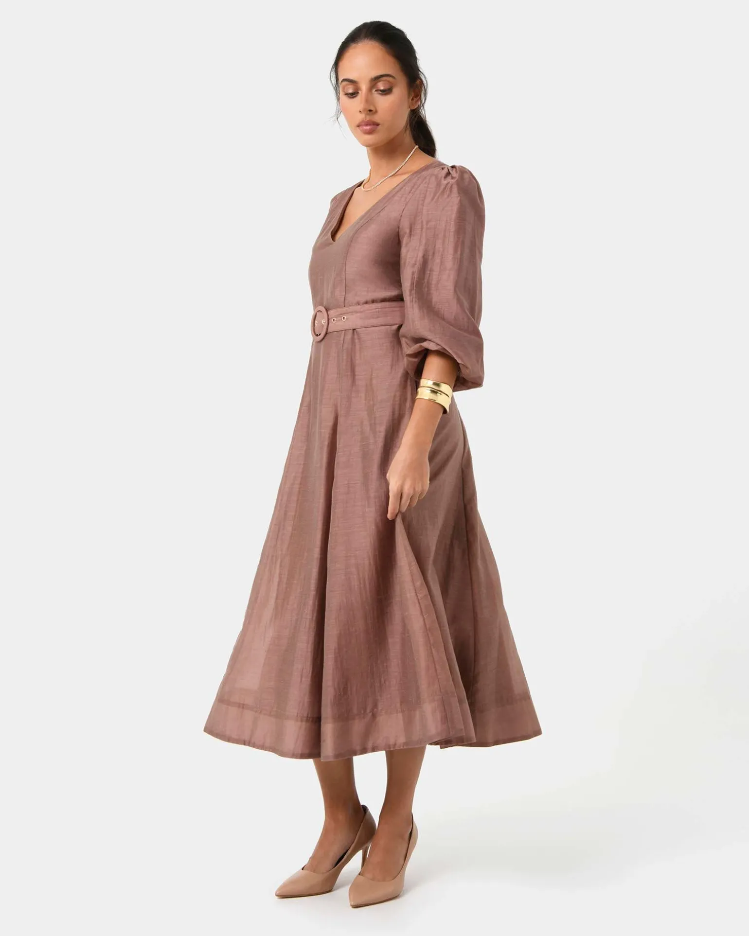 Marlie Puff Sleeve Midi Dress