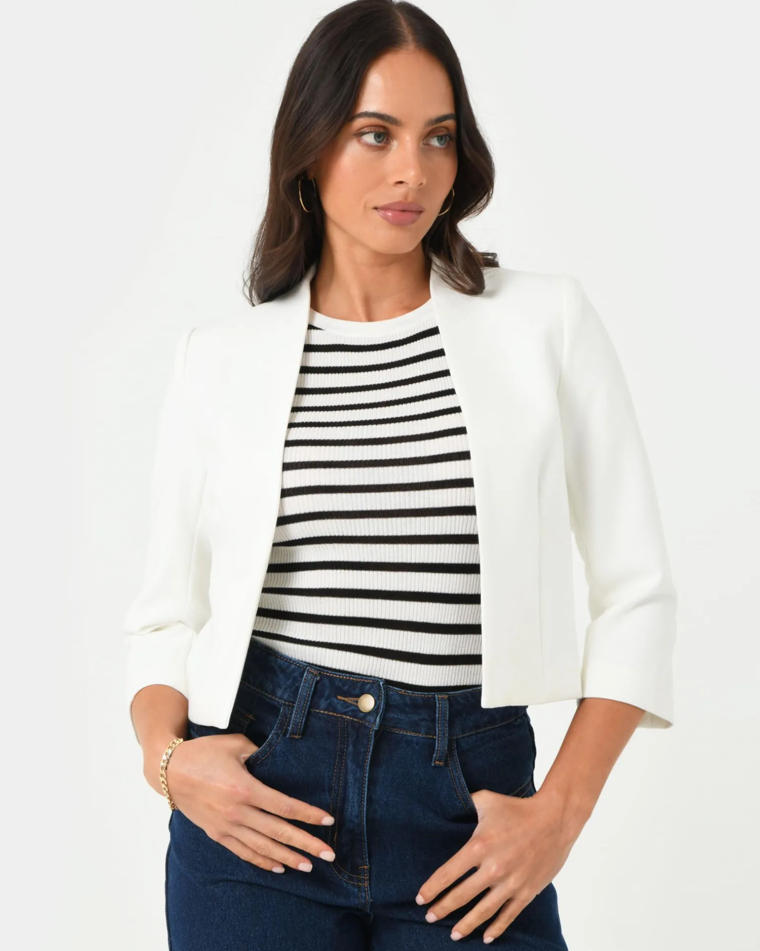 Nikki Collarless Crop Jacket