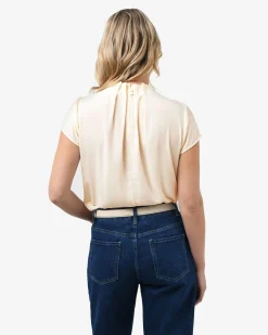Olivia Pleated High Neck Top