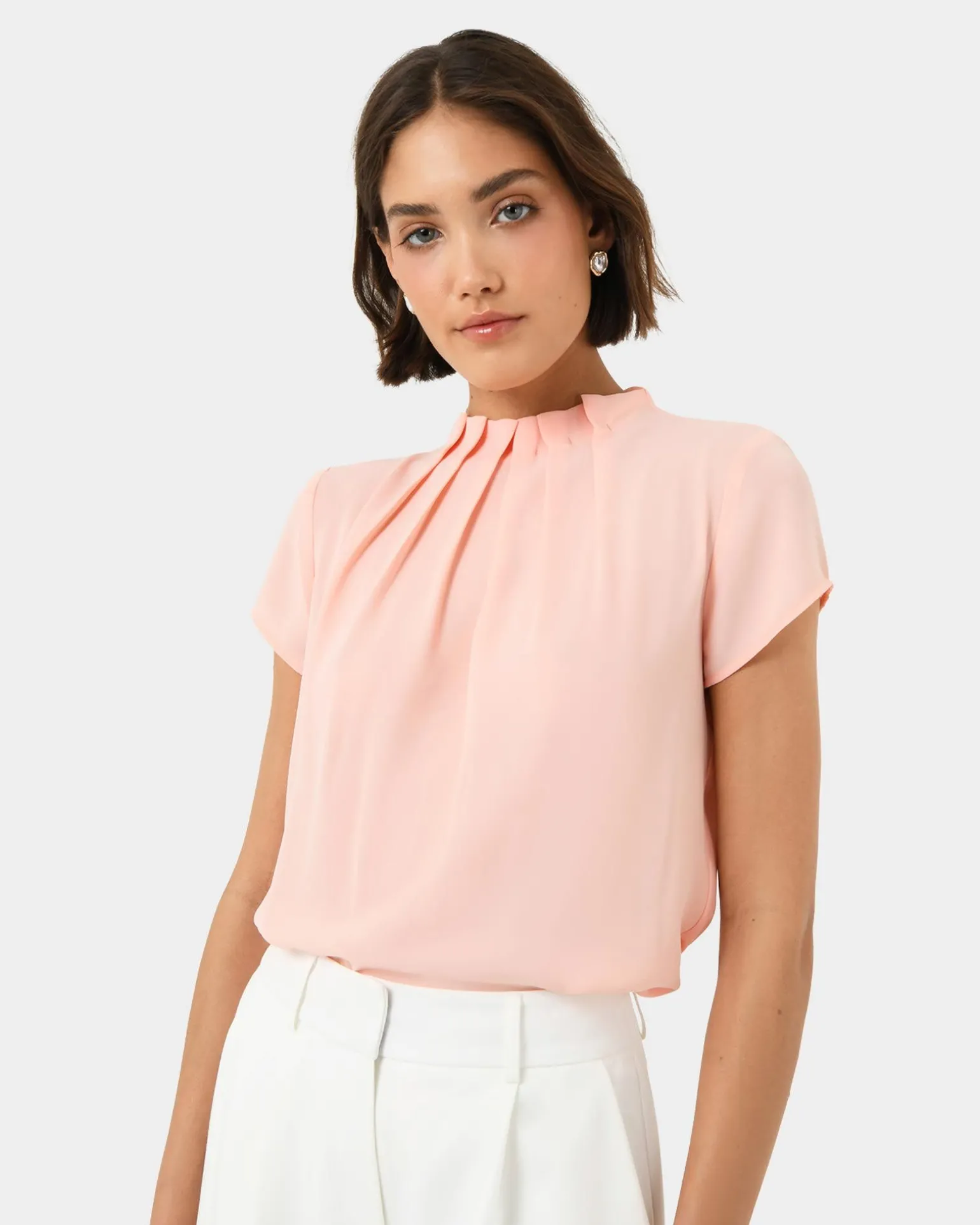 Olivia Pleated High Neck Top
