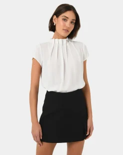 Olivia Pleated High Neck Top