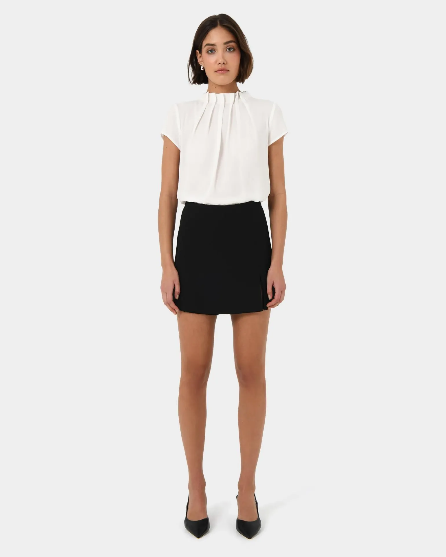 Olivia Pleated High Neck Top