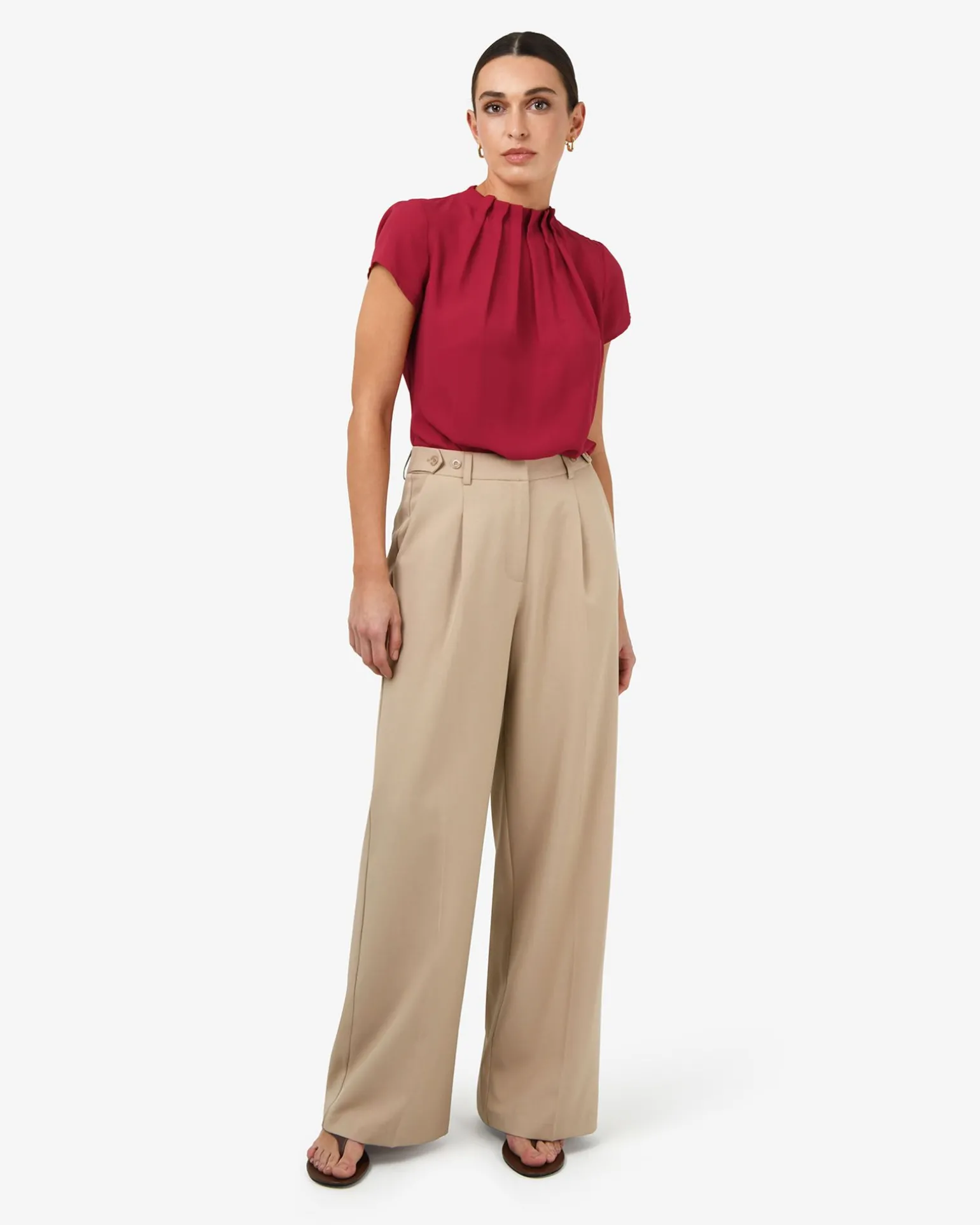 Olivia Pleated High Neck Top
