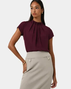 Olivia Pleated High Neck Top