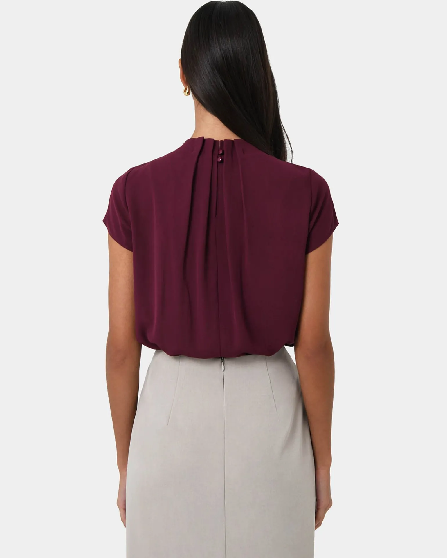Olivia Pleated High Neck Top