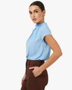 Olivia Pleated High Neck Top
