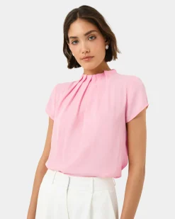 Olivia Pleated High Neck Top