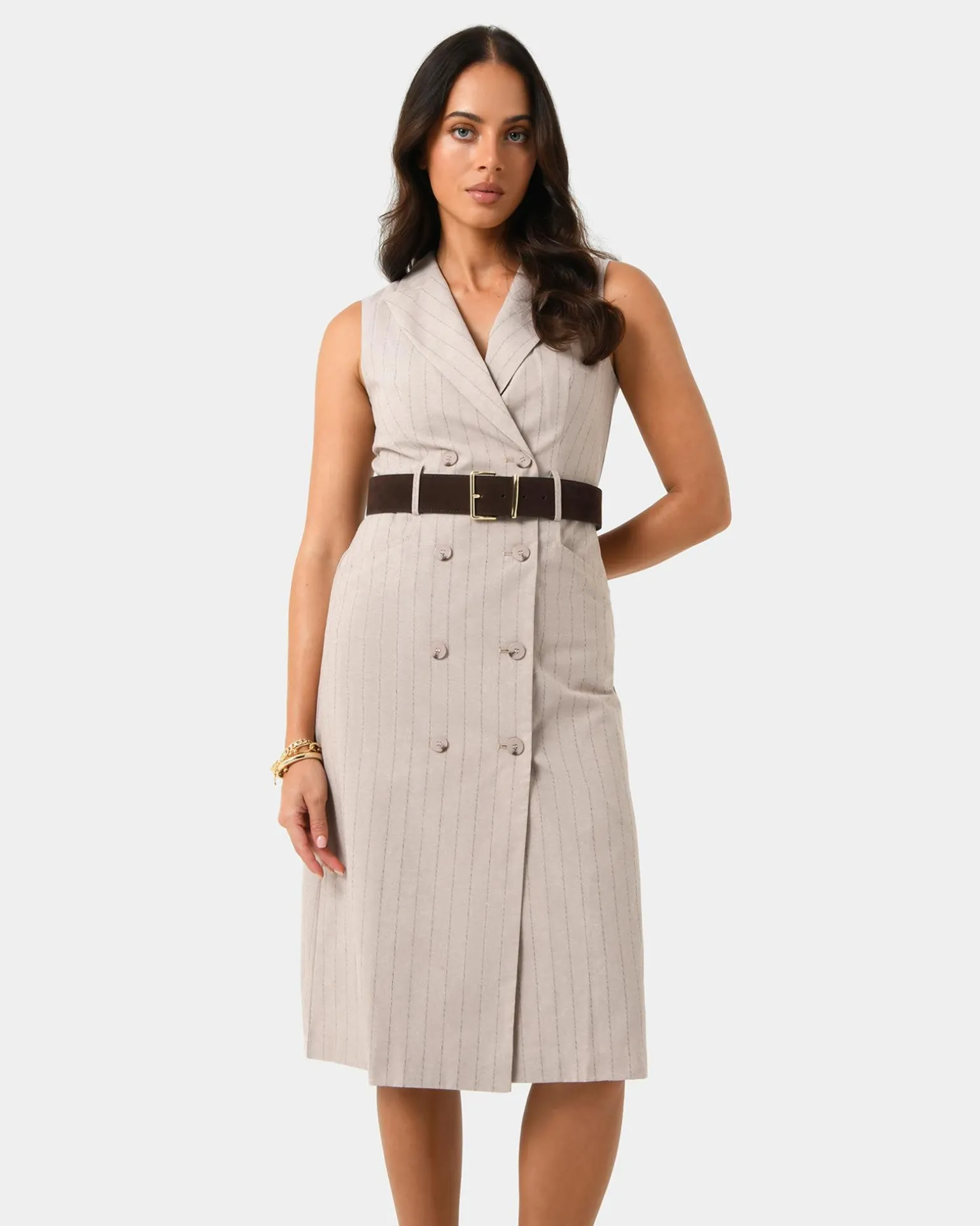 Ria Stripe Cotton Blend Dress