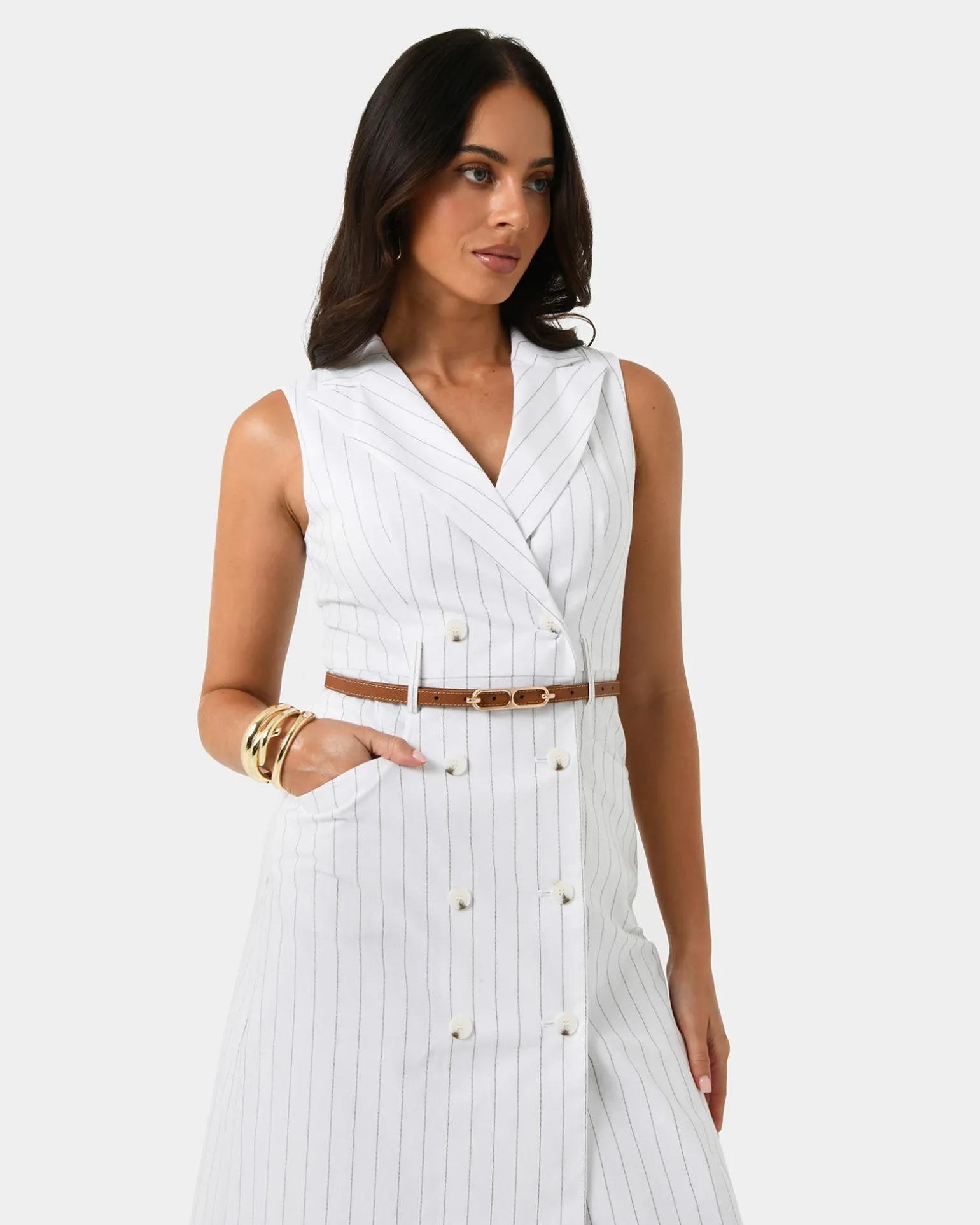 Ria Stripe Cotton Blend Dress