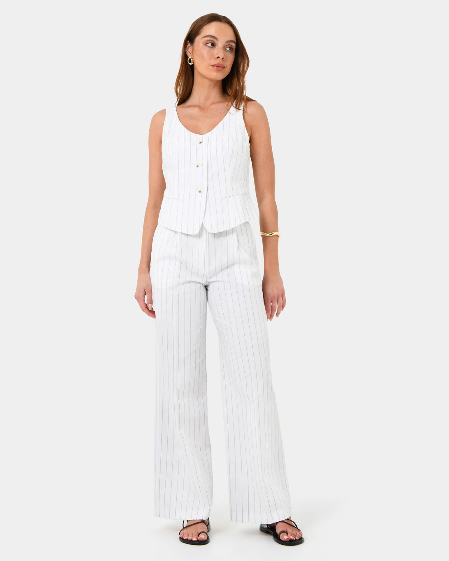 Ria Stripe Cotton Blend Pants