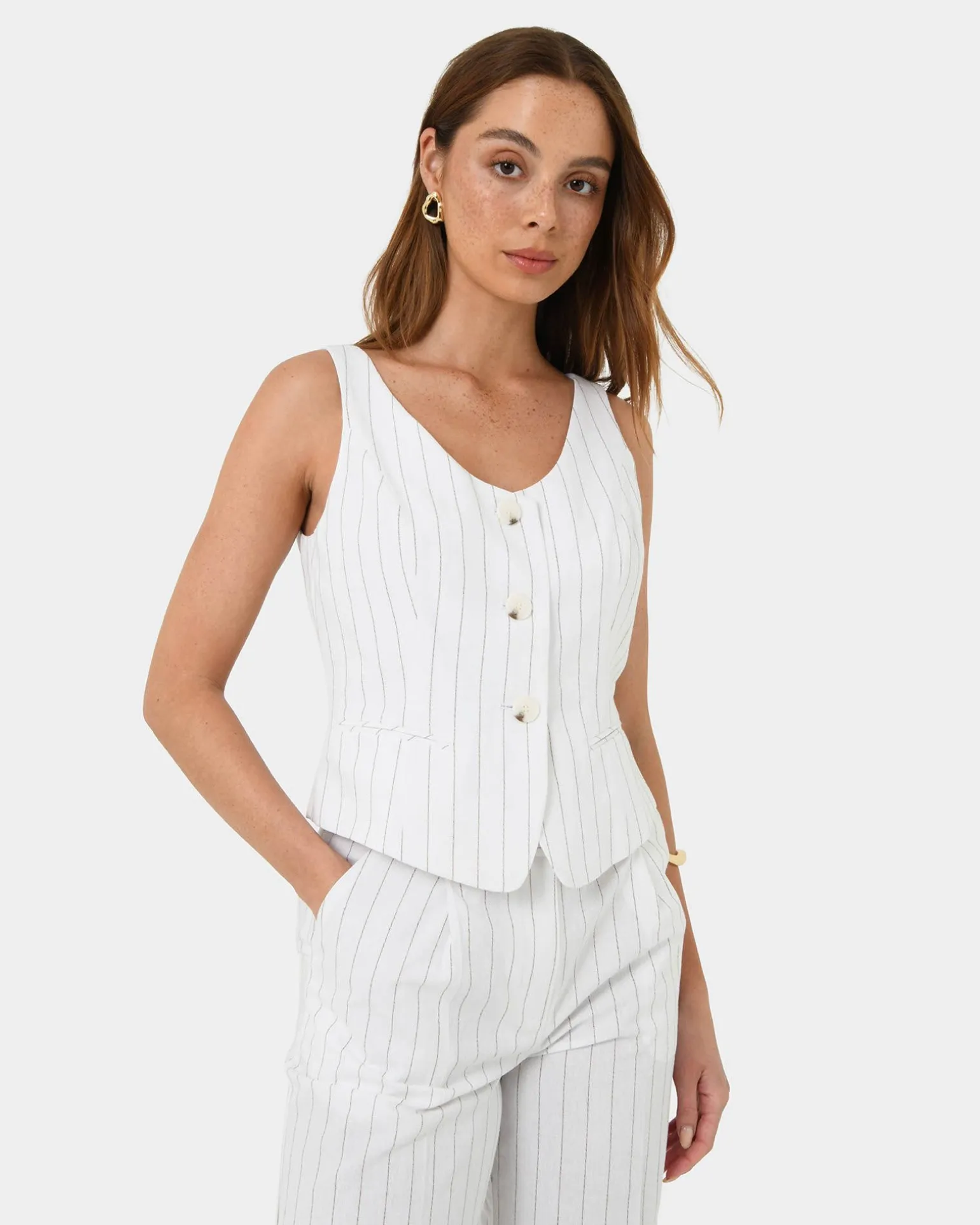 Ria Stripe Cotton Blend Vest