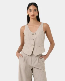 Ria Stripe Cotton Blend Vest