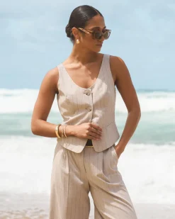 Ria Stripe Cotton Blend Vest