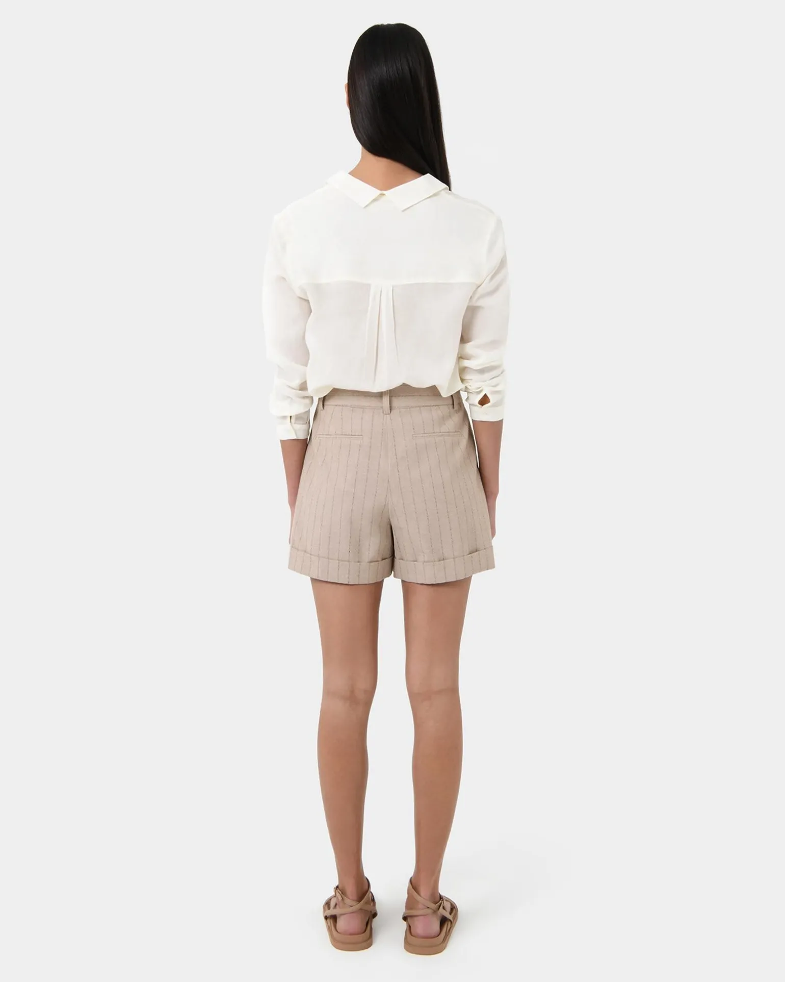 Ria Stripe Cotton Shorts