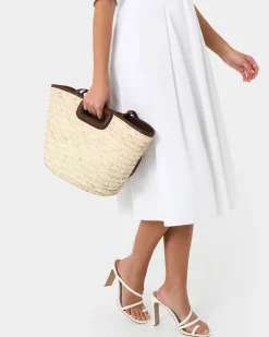 Rome Leather Palm Leaf Bag L