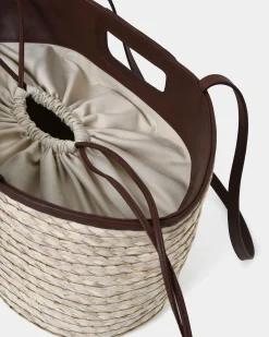 Rome Leather Palm Leaf Bag L