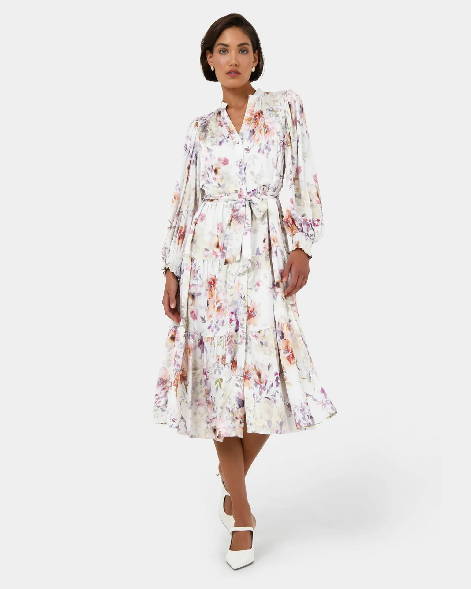Rosy Floral Tiered Dress