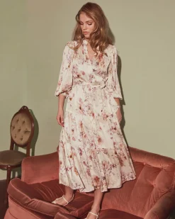 Rosy Floral Tiered Dress