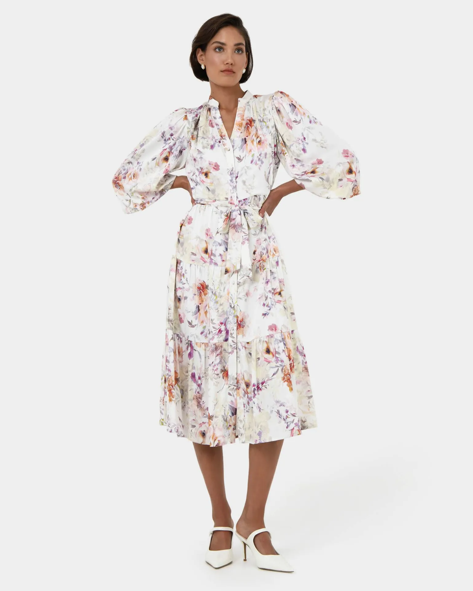 Rosy Floral Tiered Dress