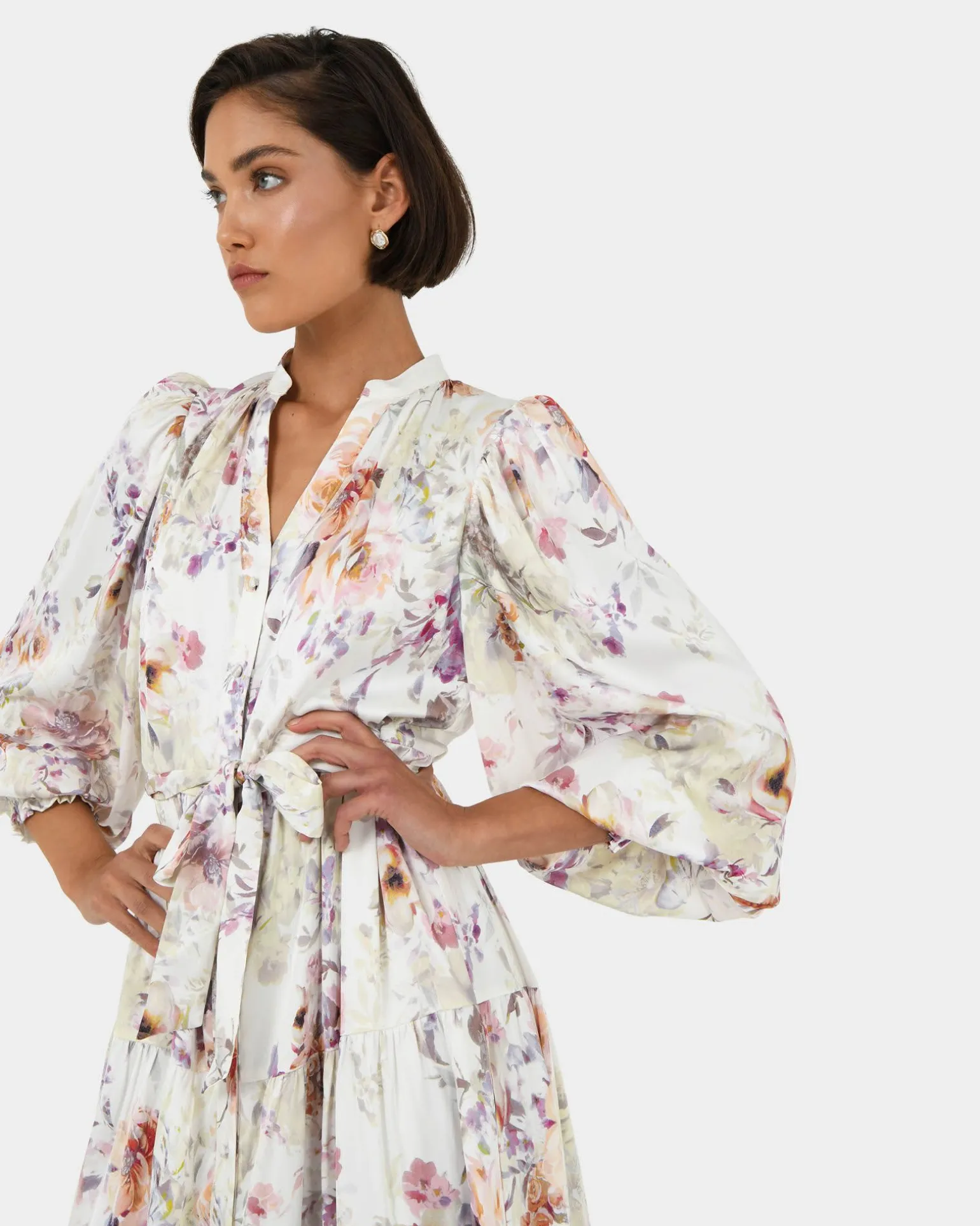 Rosy Floral Tiered Dress