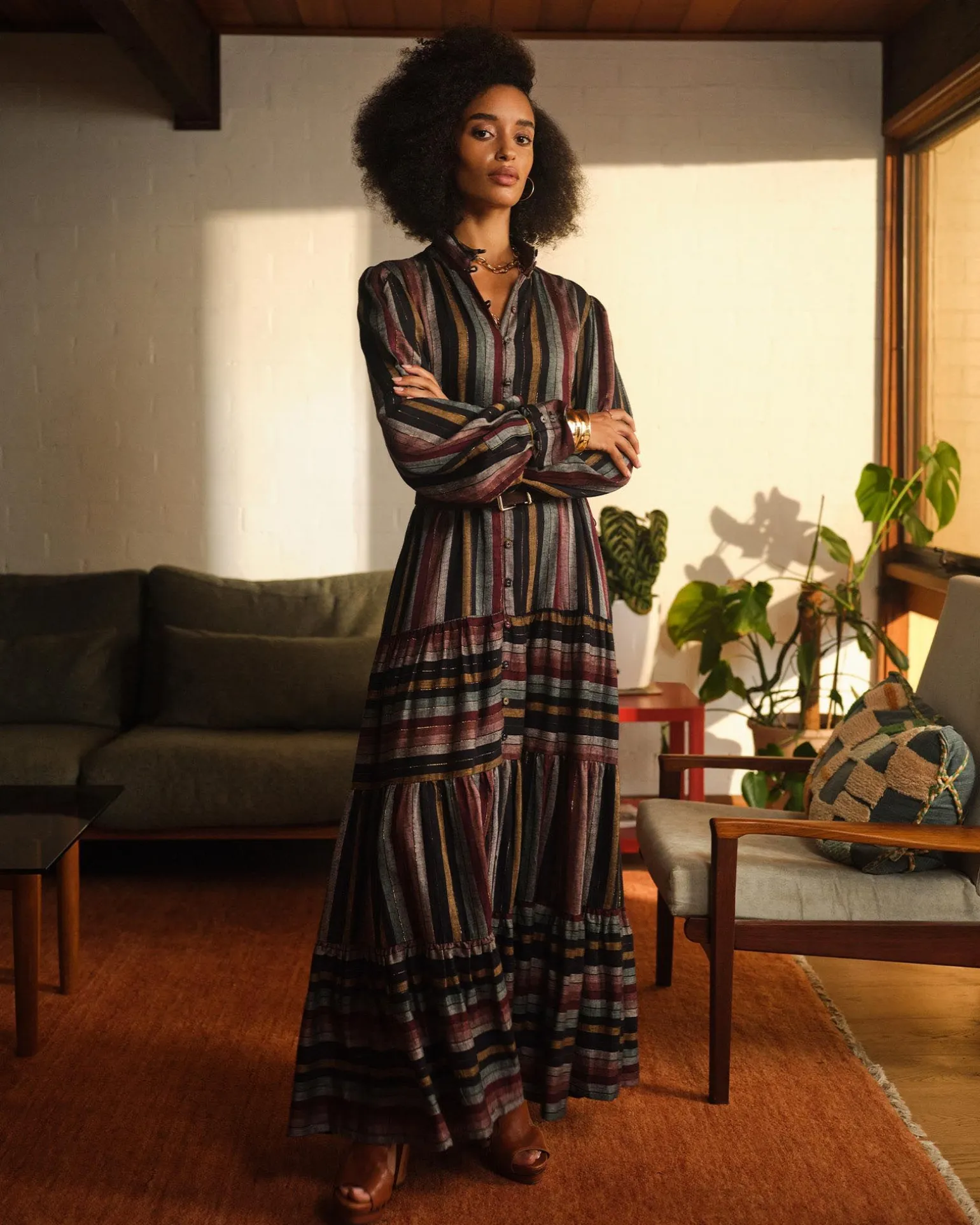 Roxana Linen Tiered Maxi Dress