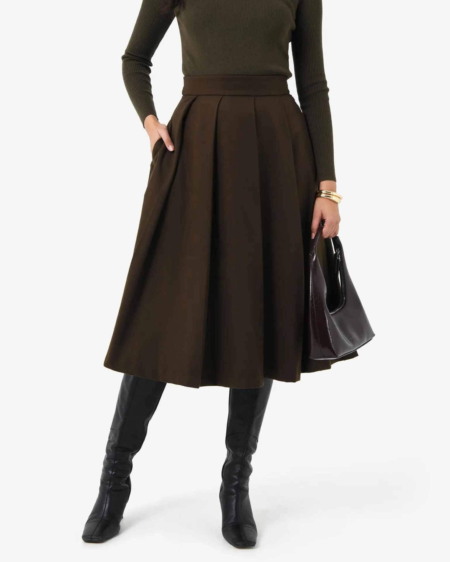 Ryan Pleated Midi Skirt