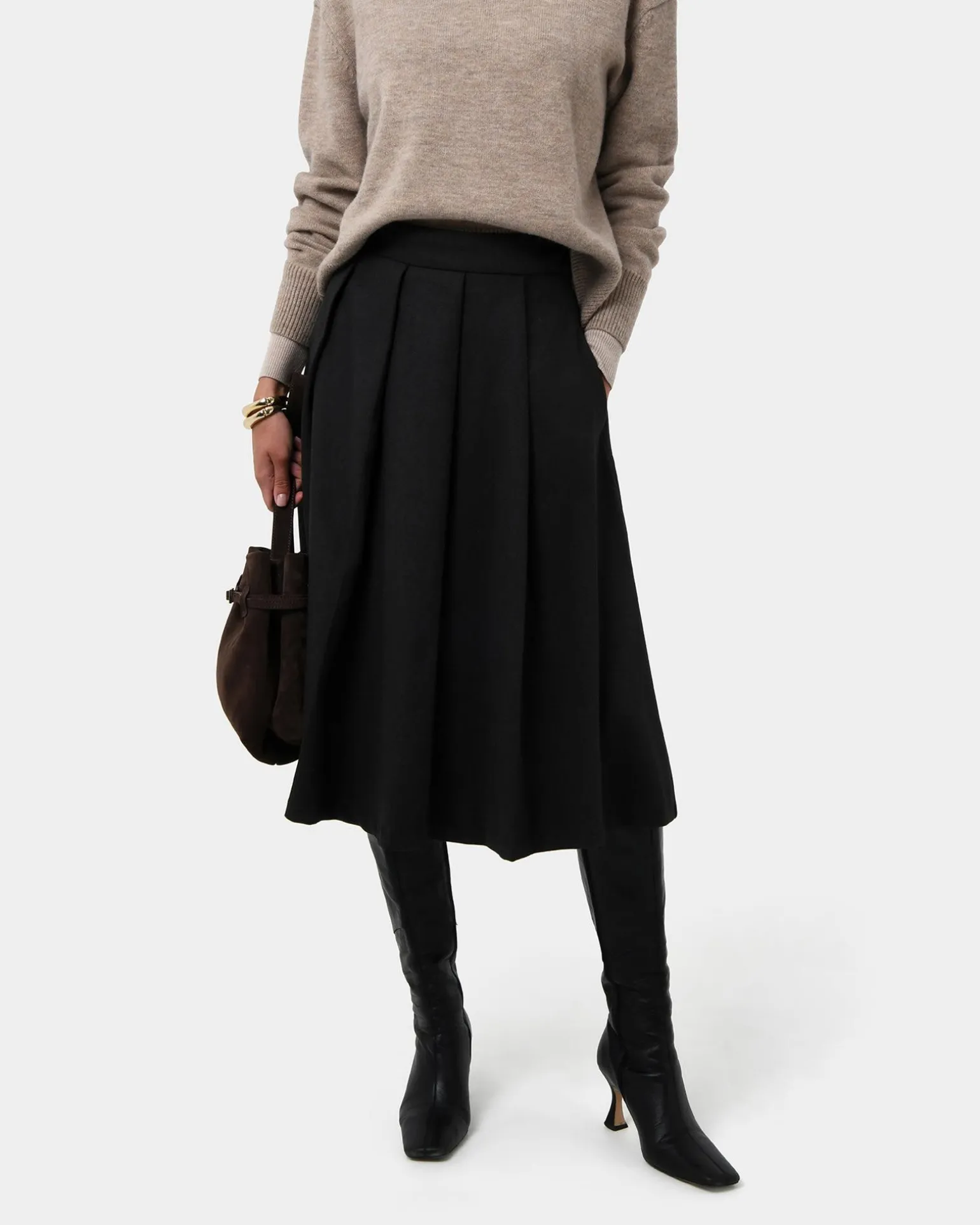 Ryan Pleated Midi Skirt