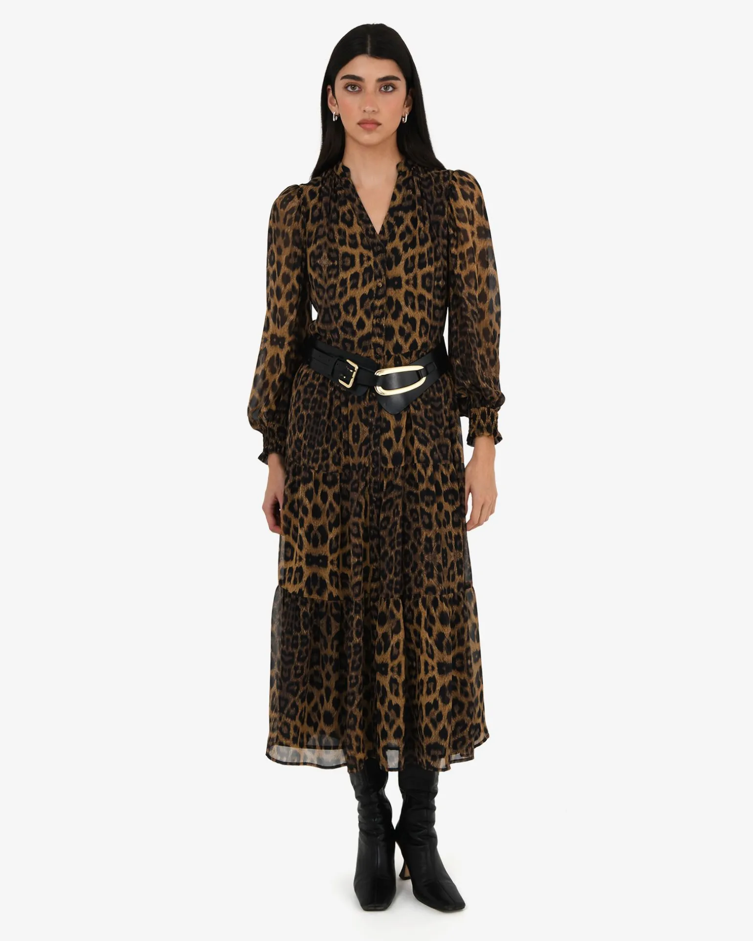 Shakira V-neck Button Dress